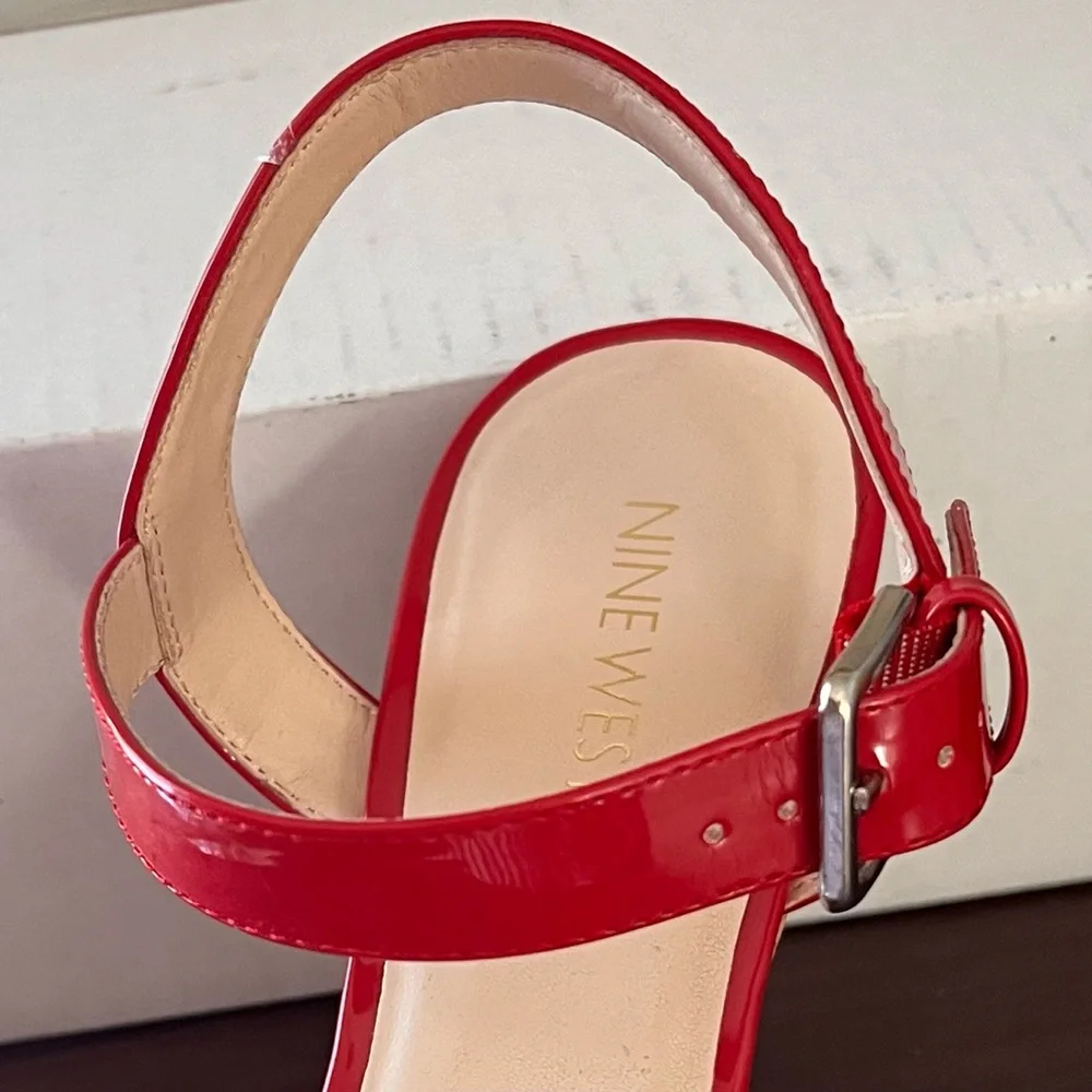 Nine West Red Patent Leather Platform Sandals